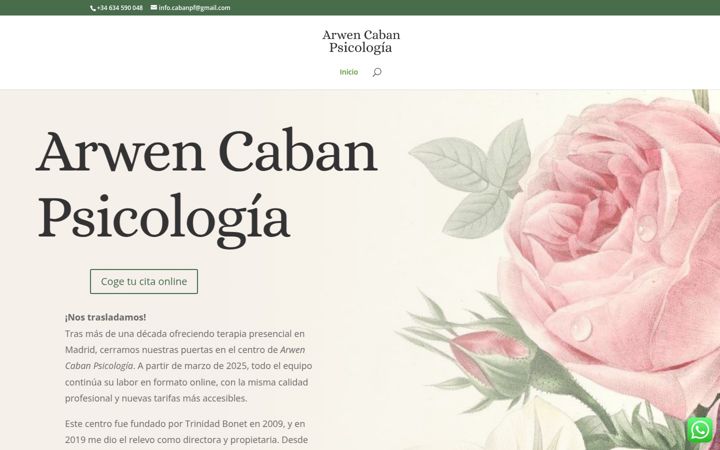 Screenshot of arwencabanpsicologia.com