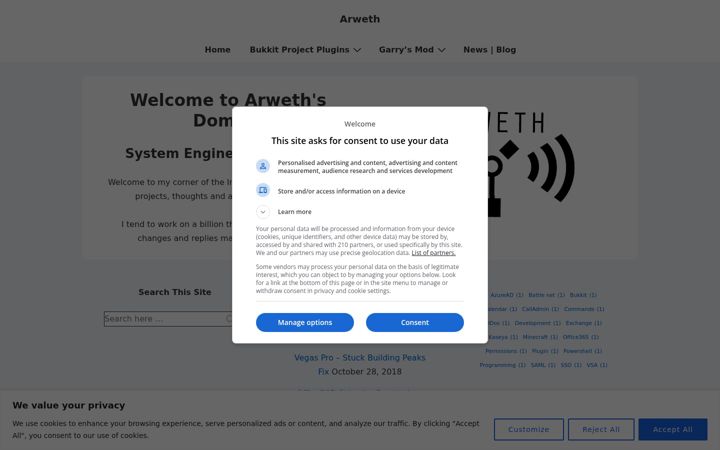 Ekraanipilt saidist arweth.com