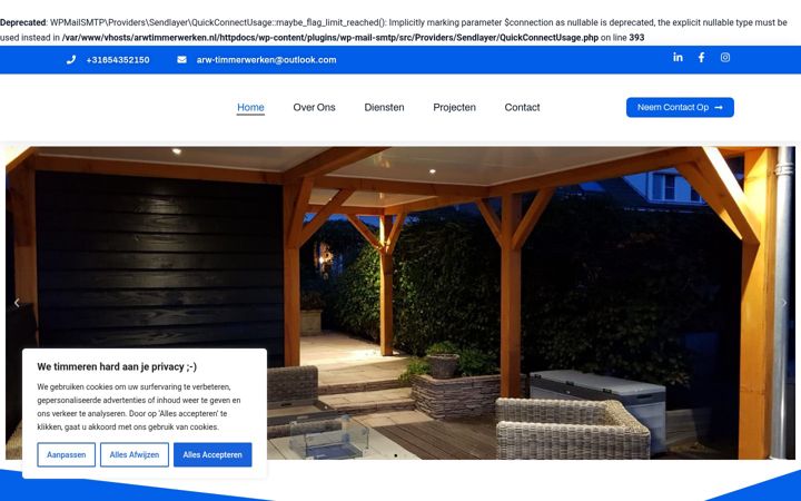 Screenshot of arwtimmerwerken.nl