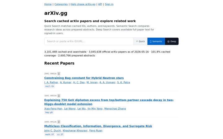 Screenshot of arxiv.gg