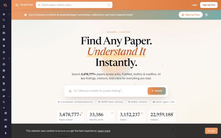 Screenshot of arxivlens.com