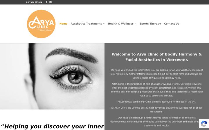 Screenshot von aryaclinic.co.uk