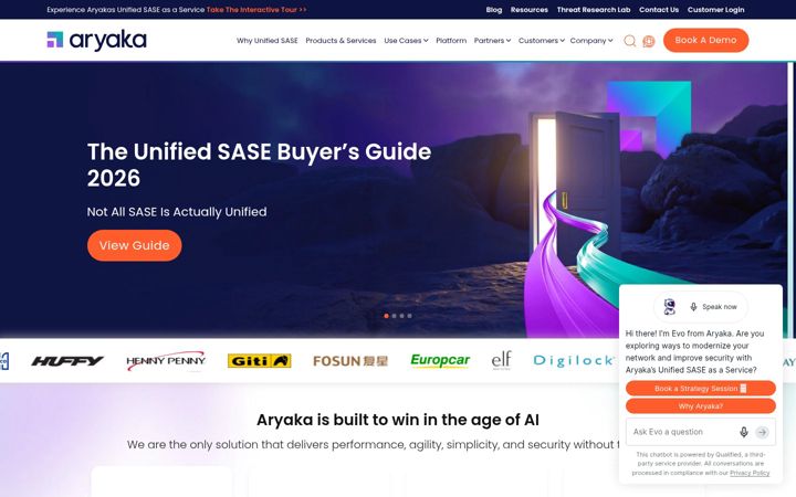 Screenshot of aryaka.com