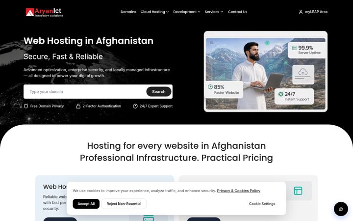 Screenshot of aryanict.com