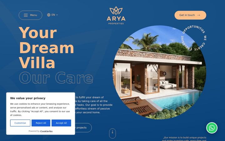 Screenshot of aryaproperties.com