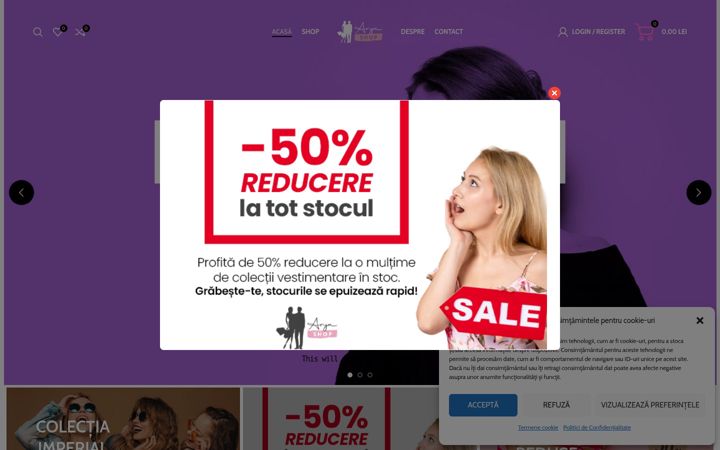 Screenshot of aryashop.ro