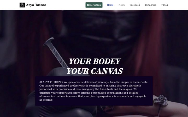 Screenshot of aryatattoo.com