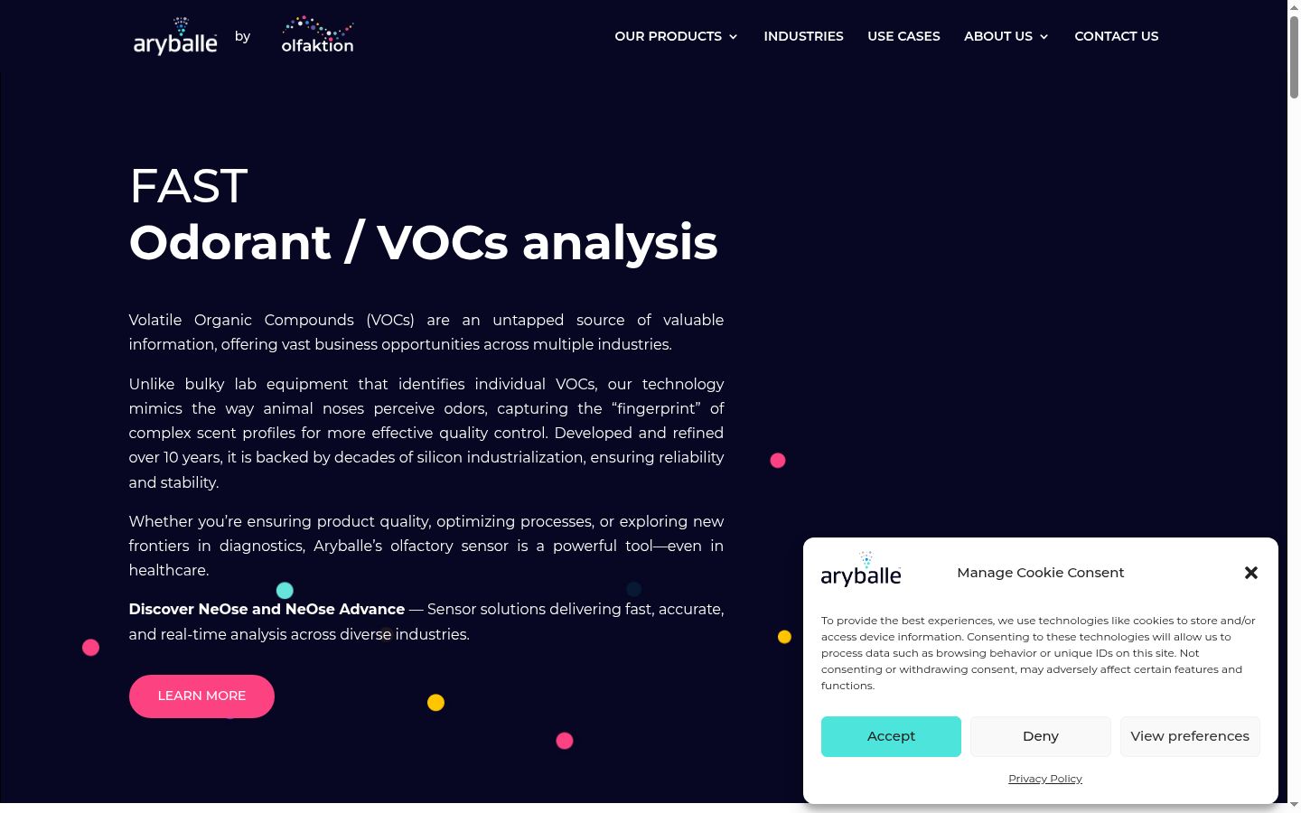 Screenshot del banner di consenso mostrato prima di qualsiasi interazione