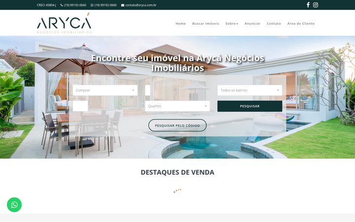 Screenshot ta' aryca.com.br