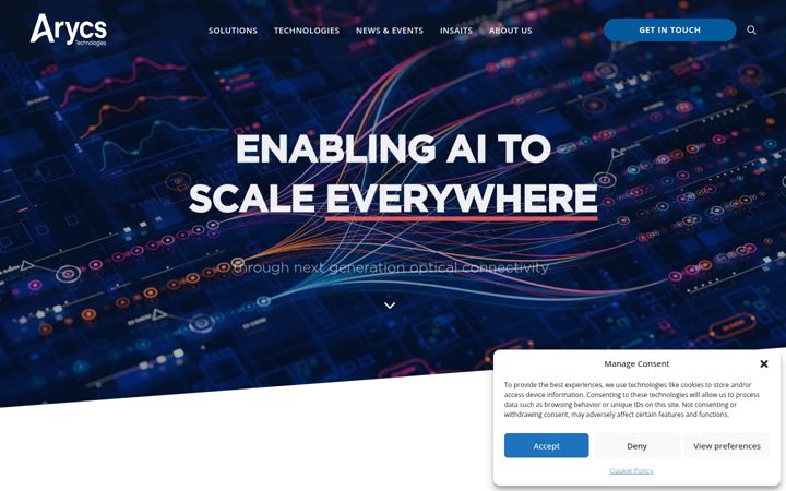 Skjámynd af arycs-tech.com