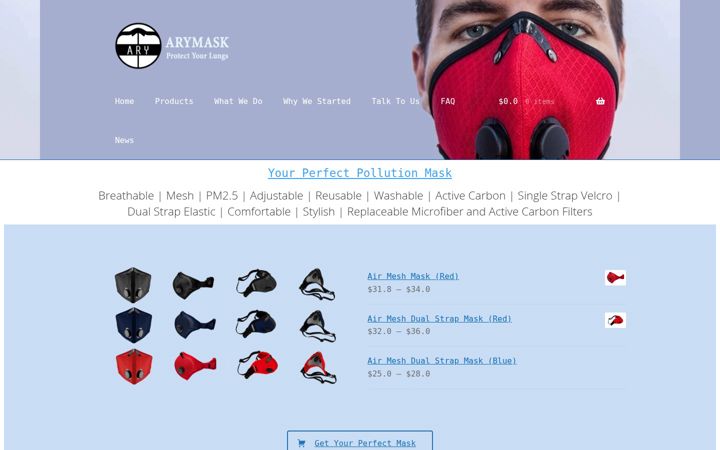 Screenshot of arymask.com