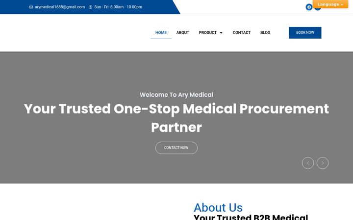 Screenshot of arymedical.com