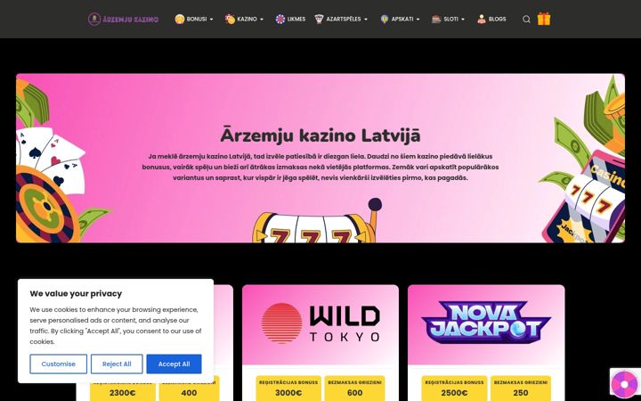 Captură de ecran a arzemjukazino.org