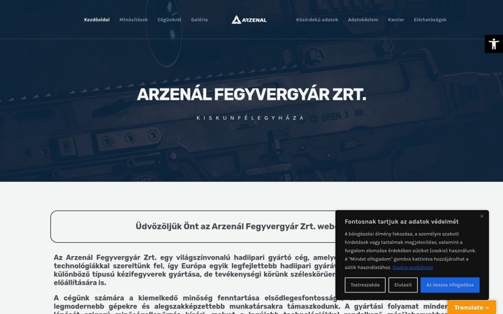 Captură de ecran a arzenalzrt.hu