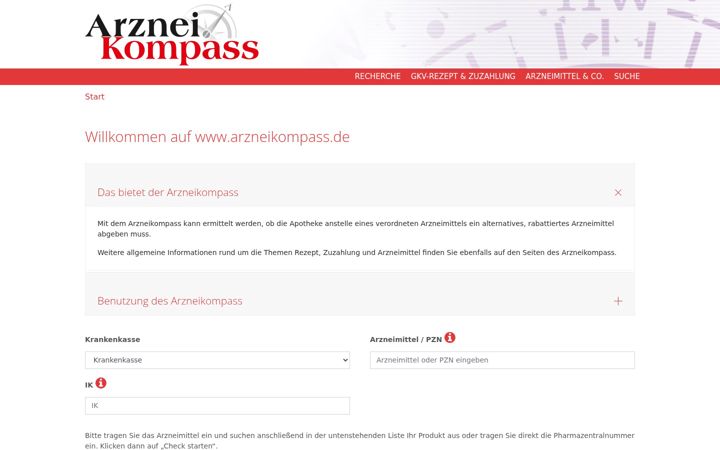 Screenshot of arzneikompass.de