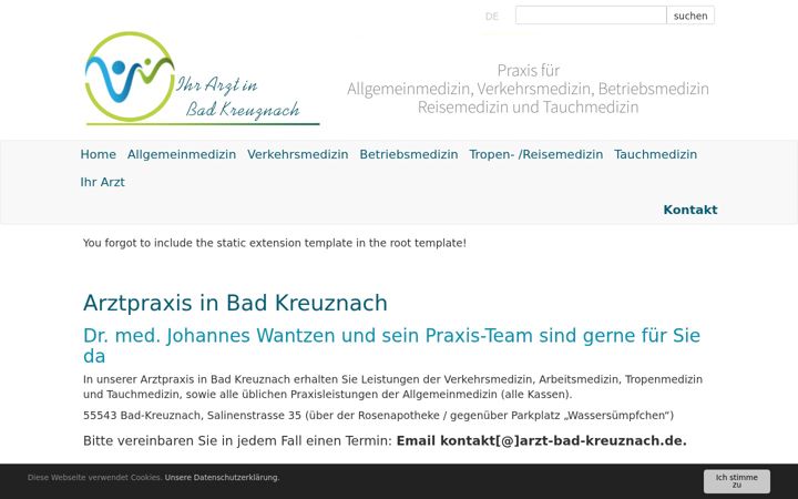 Captură de ecran a arzt-bad-kreuznach.de