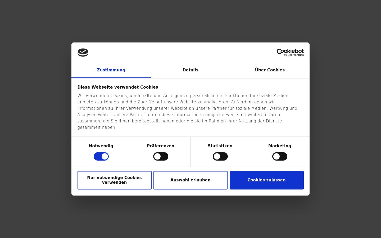 Screenshot of the consent banner shown before any interaction