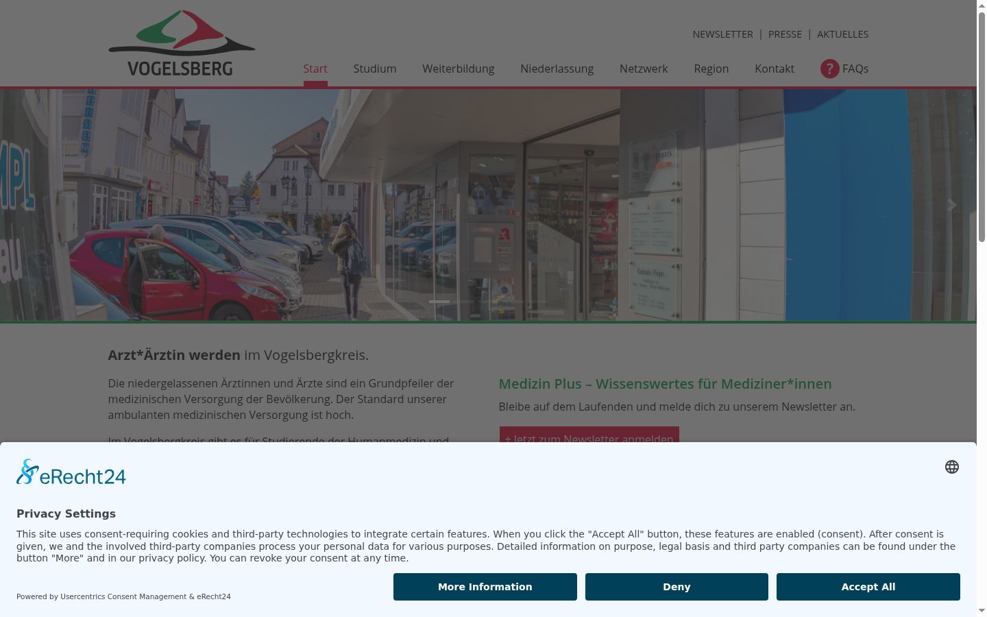 Screenshot of the consent banner shown before any interaction