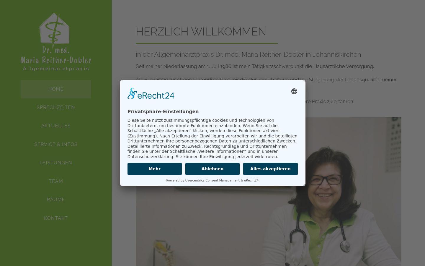 Screenshot des Einwilligungsbanners vor jeglicher Interaktion