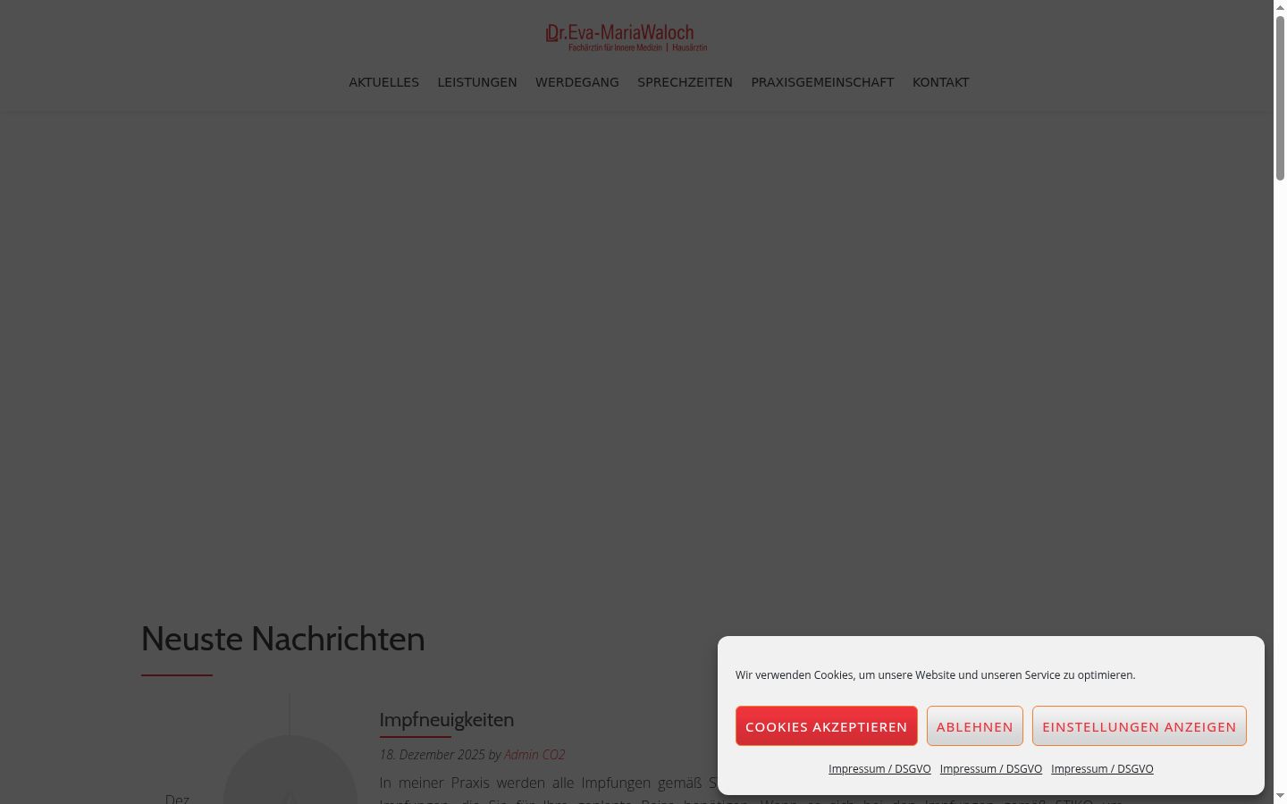 Screenshot des Einwilligungsbanners vor jeglicher Interaktion