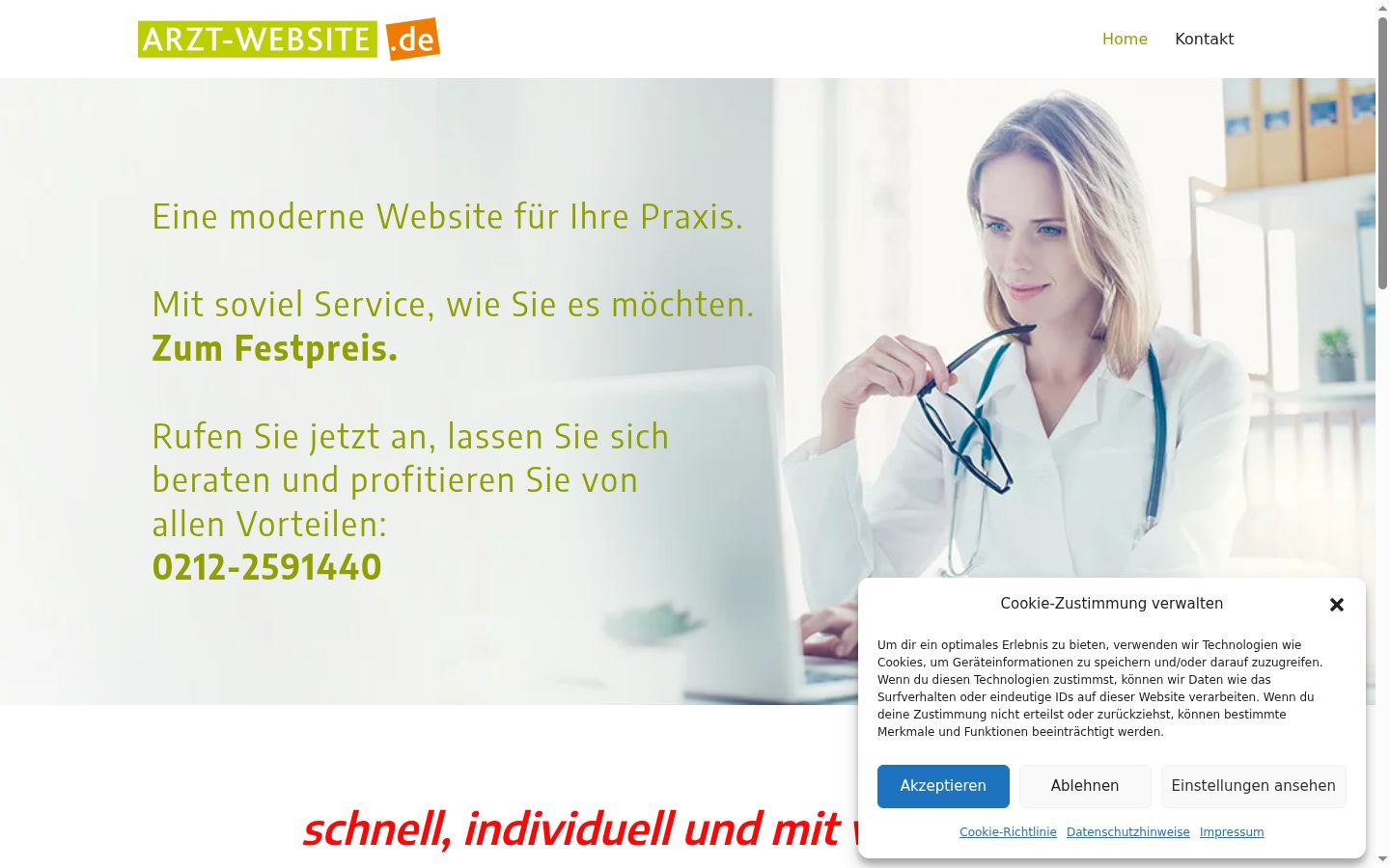 Screenshot des Einwilligungsbanners vor jeglicher Interaktion