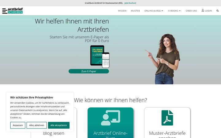 Ekraanipilt saidist arztbriefschreiben.de
