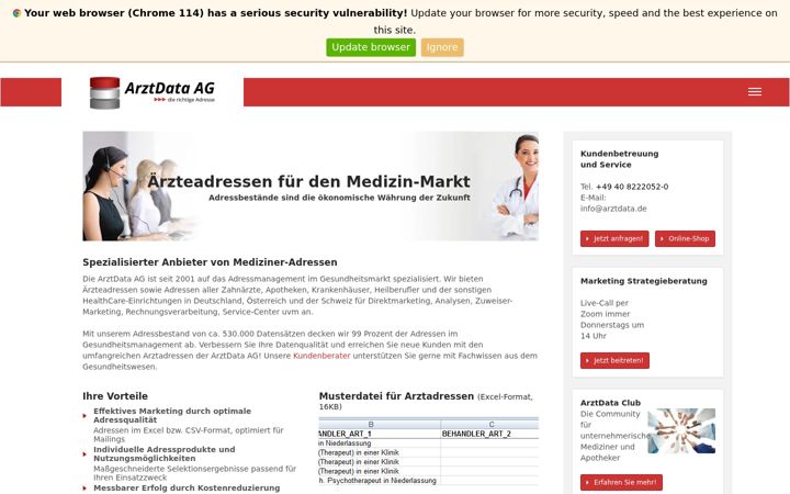 Képernyőkép: arztdata.de