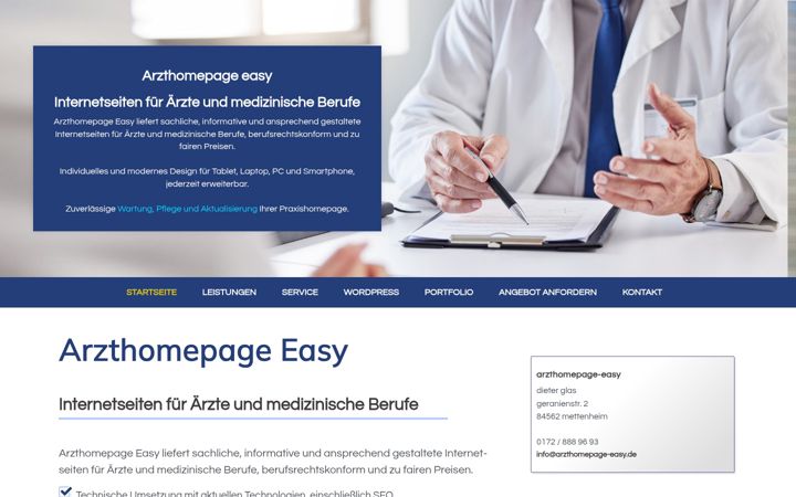 Képernyőkép: arzthomepage-easy.de