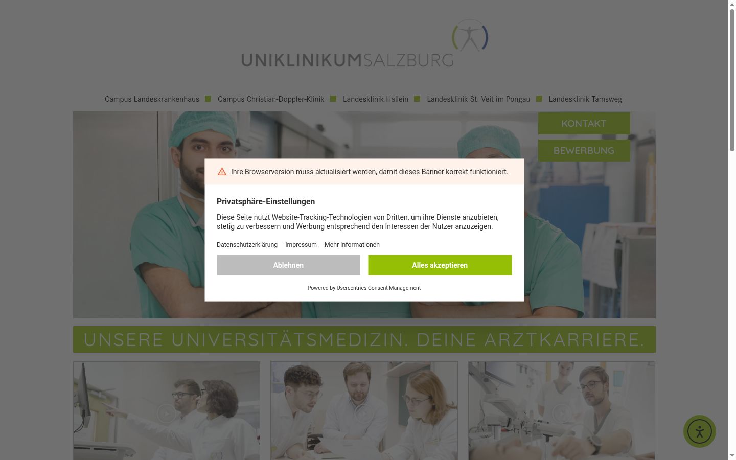 Screenshot del banner di consenso mostrato prima di qualsiasi interazione