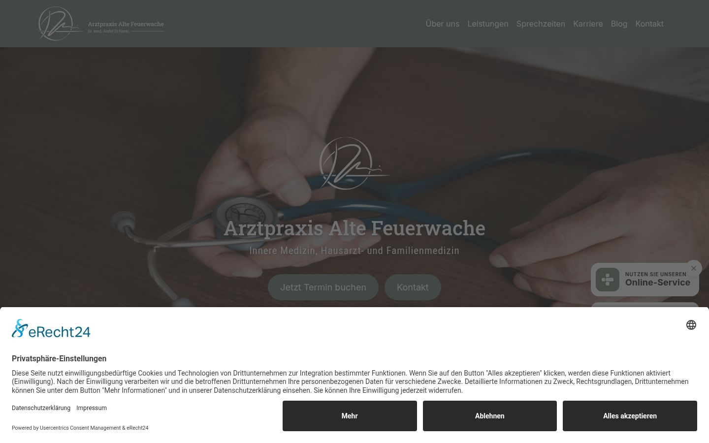Screenshot des Einwilligungsbanners vor jeglicher Interaktion