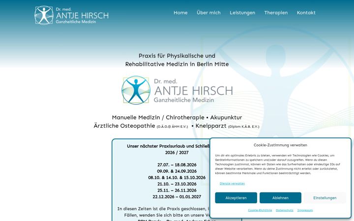 Képernyőkép: arztpraxis-antje-hirsch.de