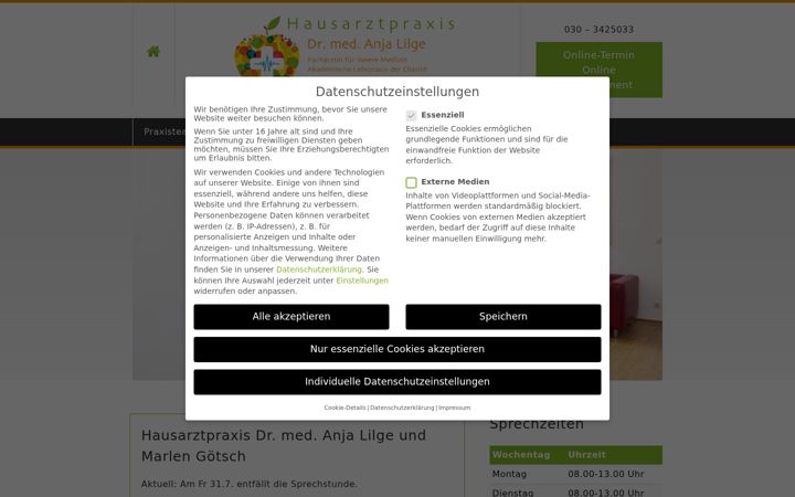 Screenshot του arztpraxis-charlottenburg.de
