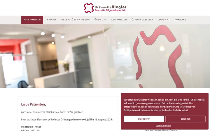Ekrānuzņēmums no arztpraxis-dr-biegler.de