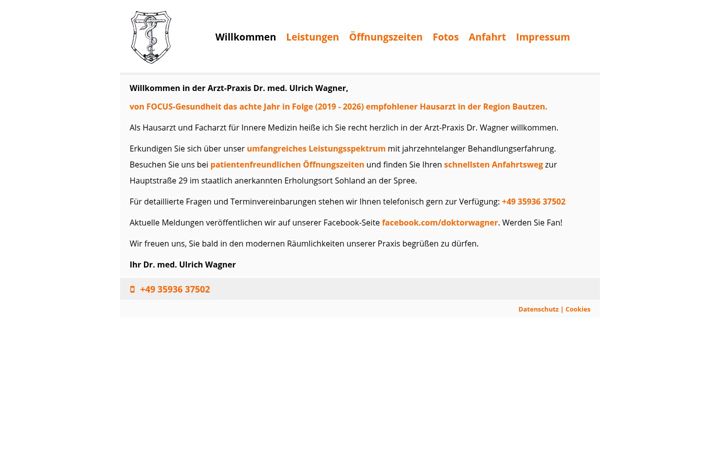 Snímek obrazovky arztpraxis-dr-wagner.de