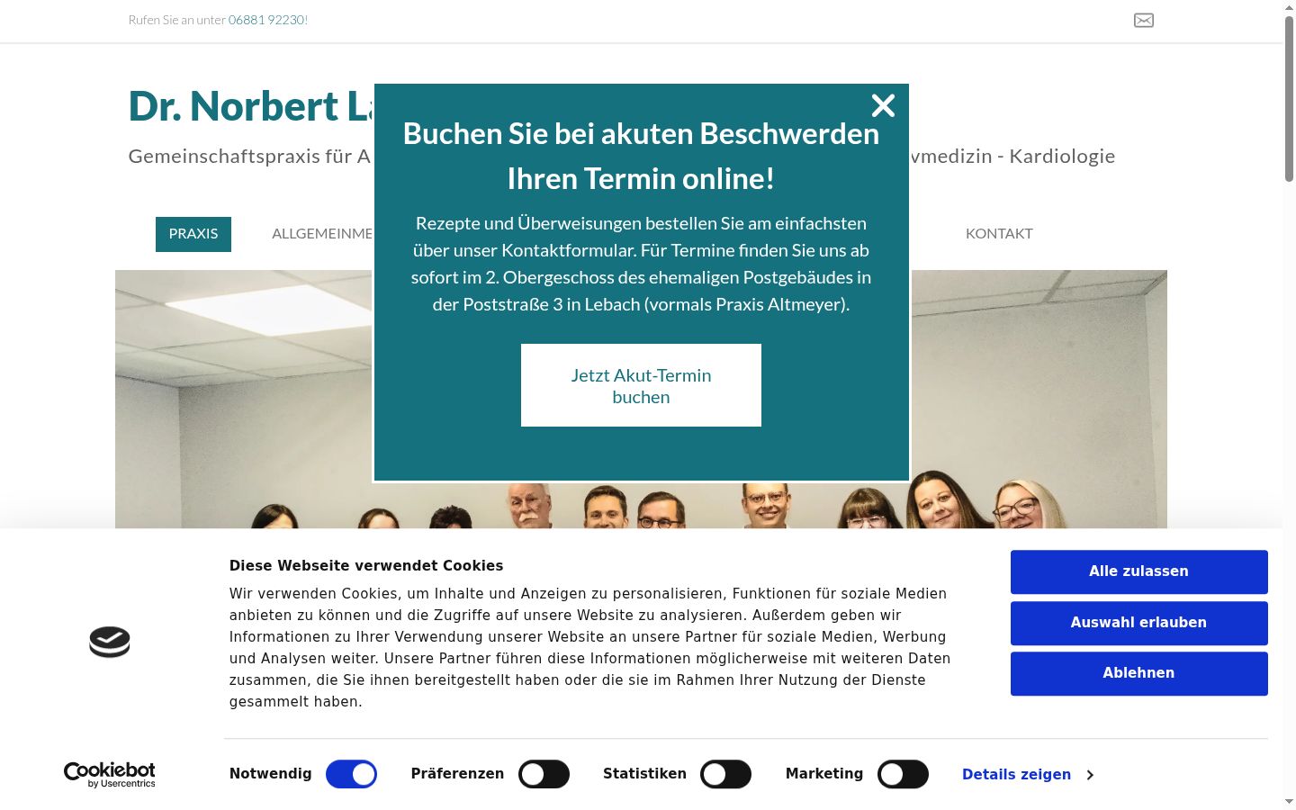 Screenshot del banner di consenso mostrato prima di qualsiasi interazione