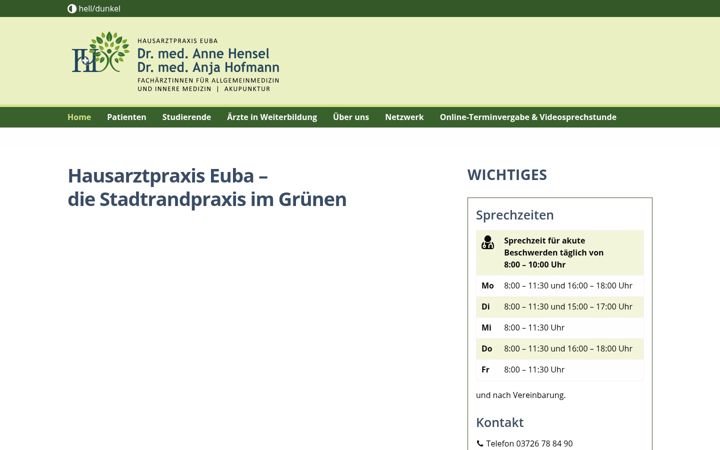 Snímek obrazovky arztpraxis-euba.de