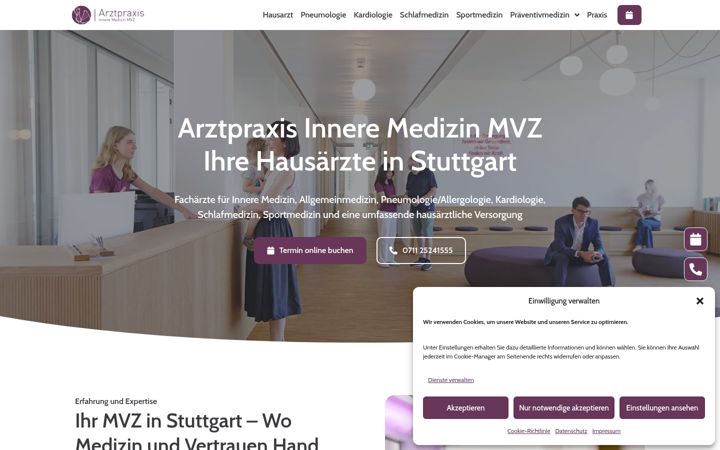 Screenshot di arztpraxis-innere-medizin-mvz-stuttgart.de