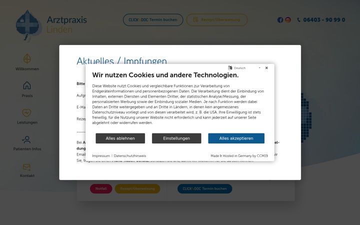 Zrzut ekranu arztpraxis-linden.de