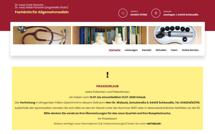 Képernyőkép: arztpraxis-porsche.de