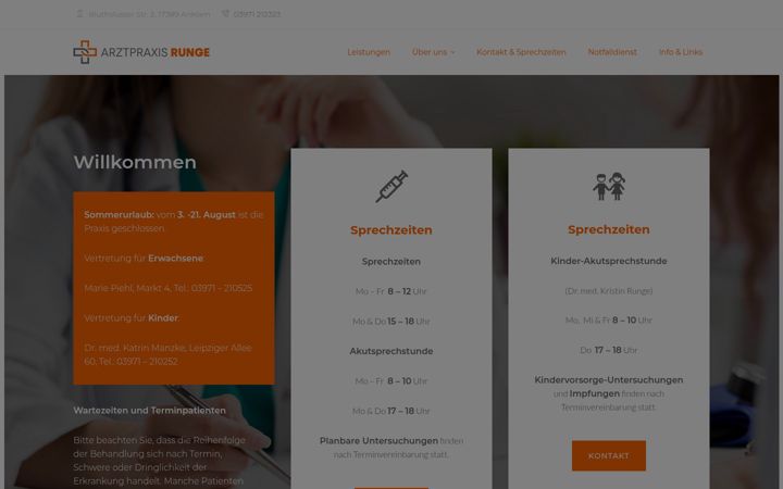 Screenshot stránky arztpraxis-runge.de
