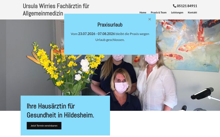 Skærmbillede af arztpraxis-ursulawirries.de