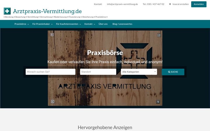 Ekrānuzņēmums no arztpraxis-vermittlung.de