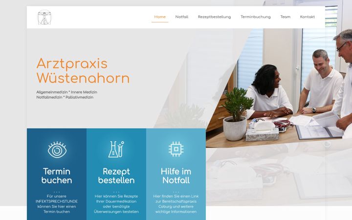 Screenshot of arztpraxis-wuestenahorn.de