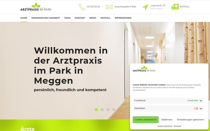 Snímek obrazovky arztpraxisimpark.ch