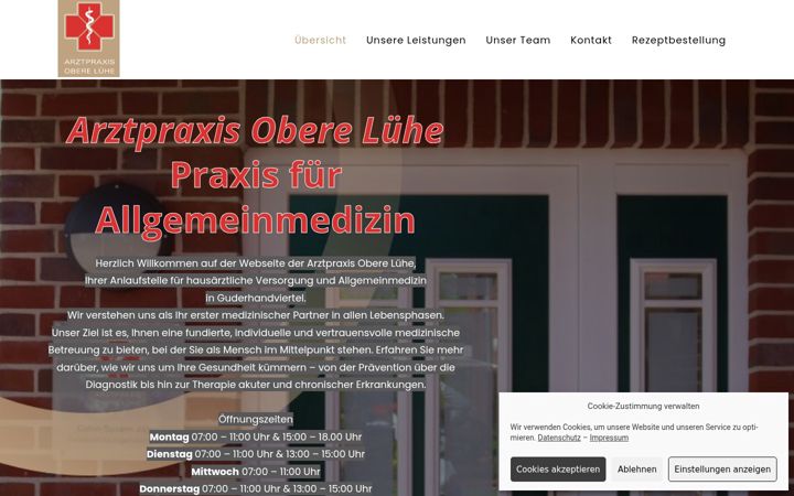 Screenshot of arztpraxisobereluehe.de