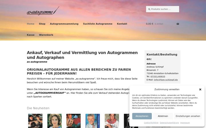 Skärmbild av as-autogramme.de