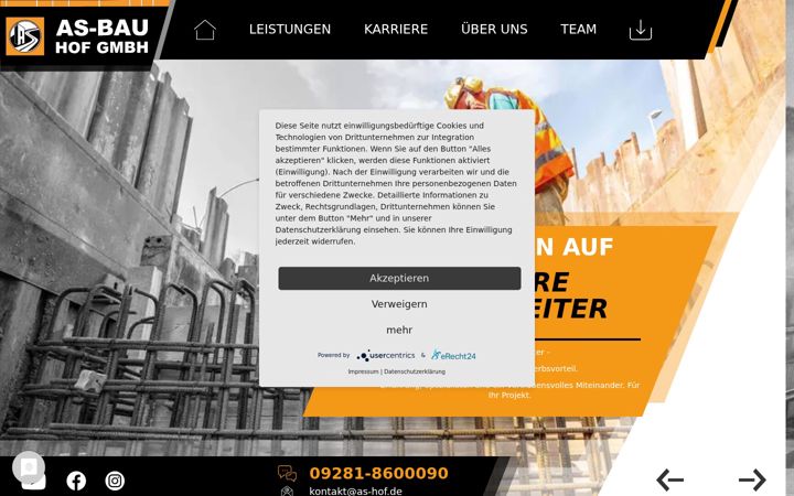 Skärmbild av as-bau-hof.de