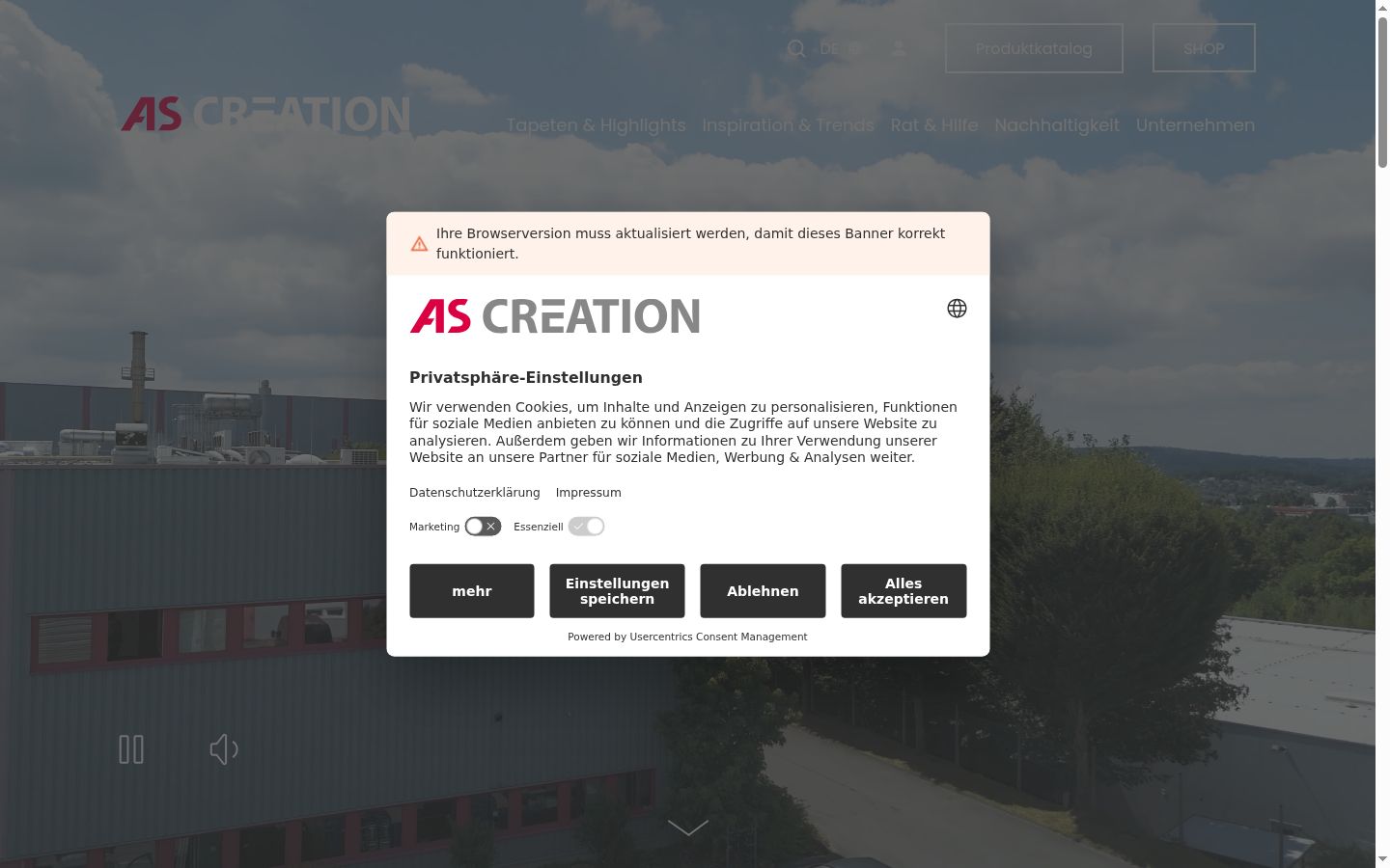 Screenshot of the consent banner shown before any interaction