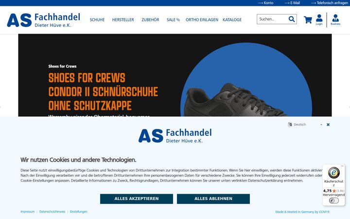 Snímek obrazovky as-fachhandel.de