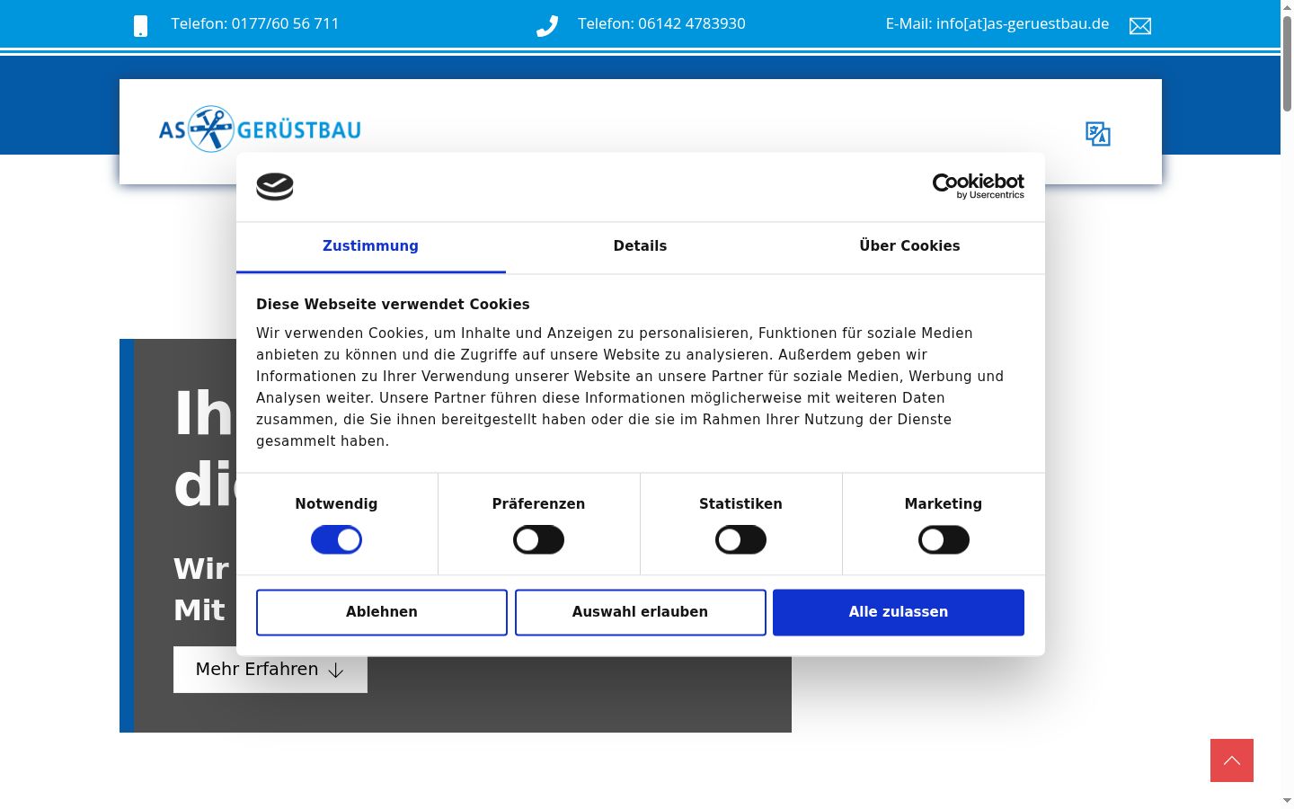 Snímek obrazovky baneru souhlasu zobrazeného před jakoukoli interakcí